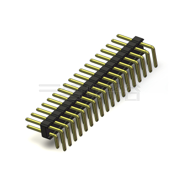 Pitch 2.54mm 90°双排 DIP 单塑排针 PC:3.0 2X18Pin 黑色 镀全金G/F
